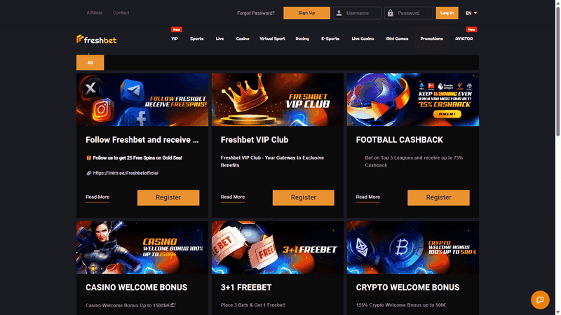 Freshbet Online Casino Spelutbud